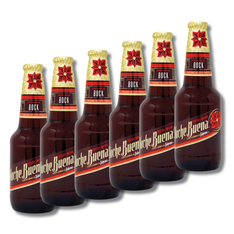 Six Cerveza Bohemia Noche Buena Dunkles Bock Bier 355 ml. 5,9 Vol. Alc./ 6 Flaschen (MHD 03/2023)