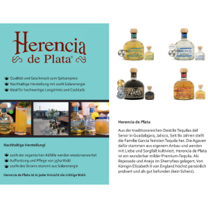 Weiß Tequila 100 % Agave 38 % 50 ml, HERENCIA DE PLATA